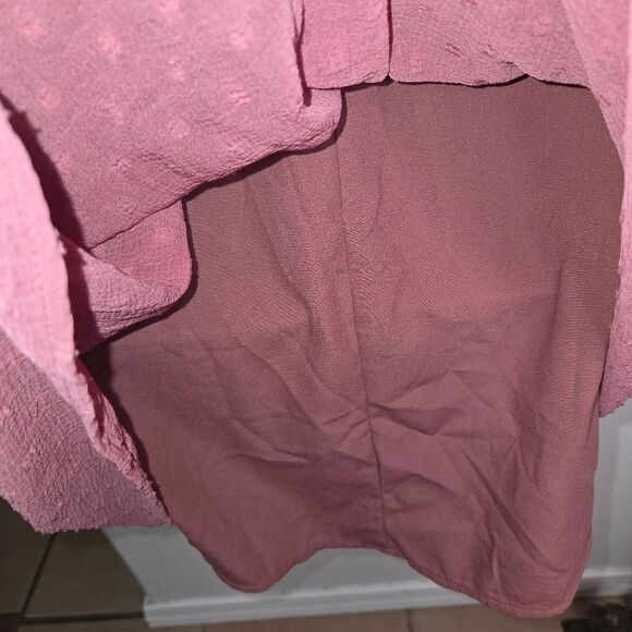 Zara Mauve Pink Long Sleeve Swiss Dot Mini Dress Size Medium - Picture 7 of 9